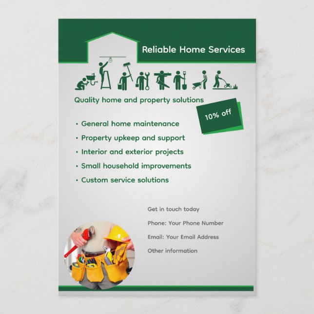 Invitation Modèle de flyer modifiable pour les services à dom (Devant)