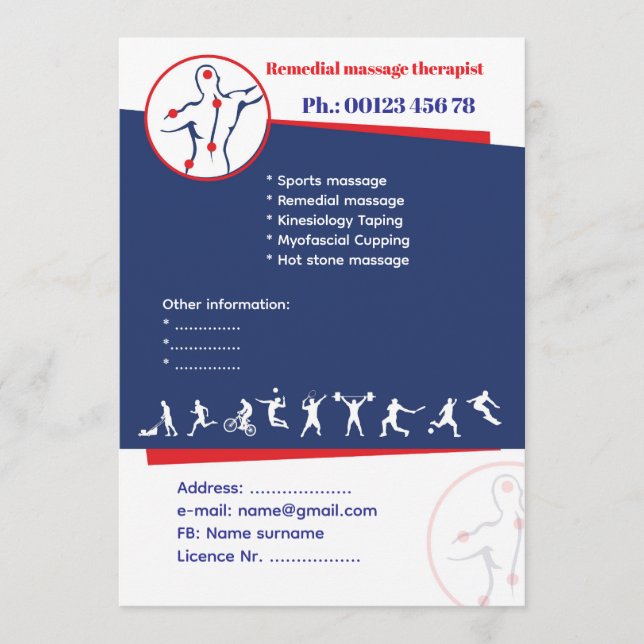 Invitation Modèle de flyer pour massage de rééducation (Devant)