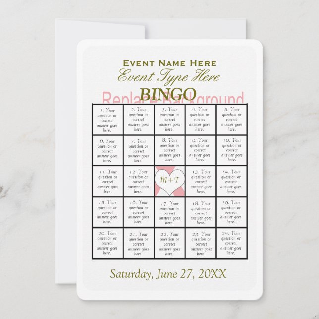 Invitation Modèle de jeu de Bingo (Devant)