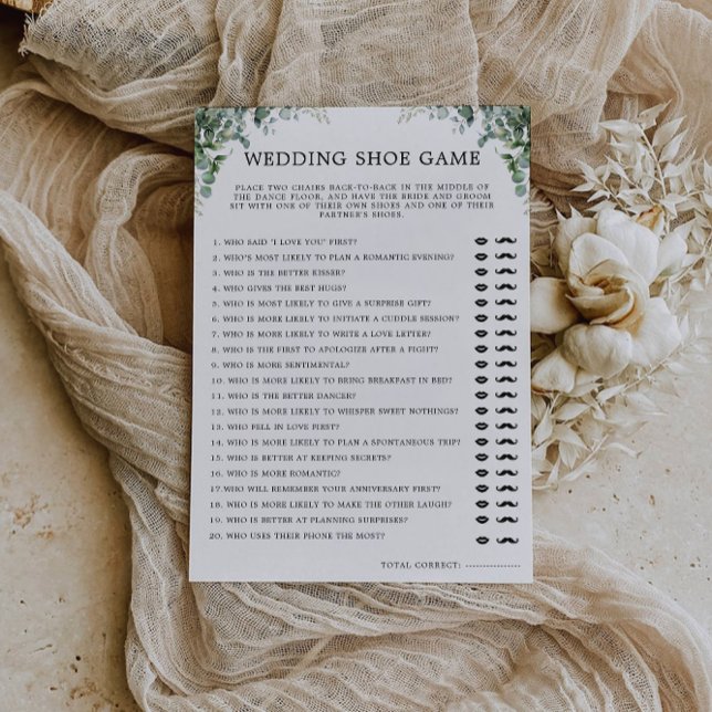 Invitation Modèle de jeu de chaussures Mariage de verdure, (Greenery Wedding Shoe Game Template, Invitation)