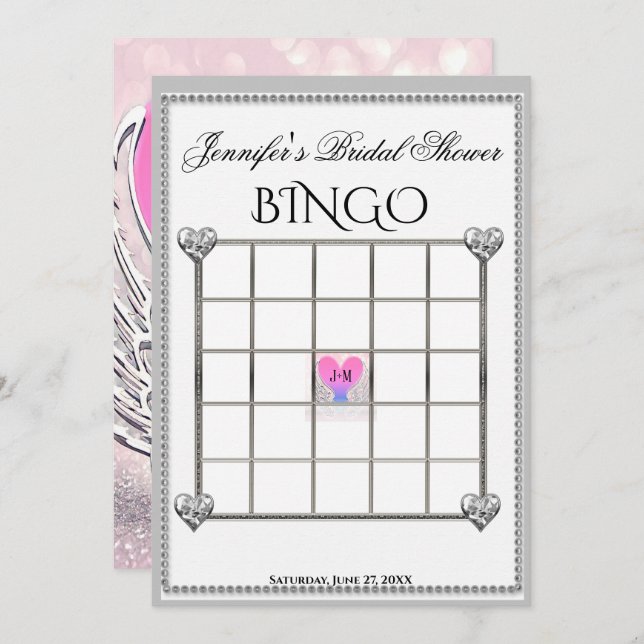 Invitation Modèle de jeu Fête des mariées Bingo (Devant / Derrière)