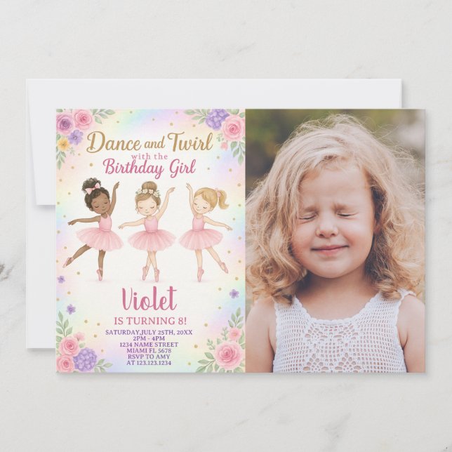 Invitation Modèle de la soirée dansante rose avec photo (Devant)