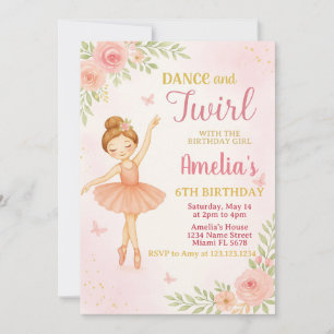 Invitation Modèle de la soirée dansante rose pour filles