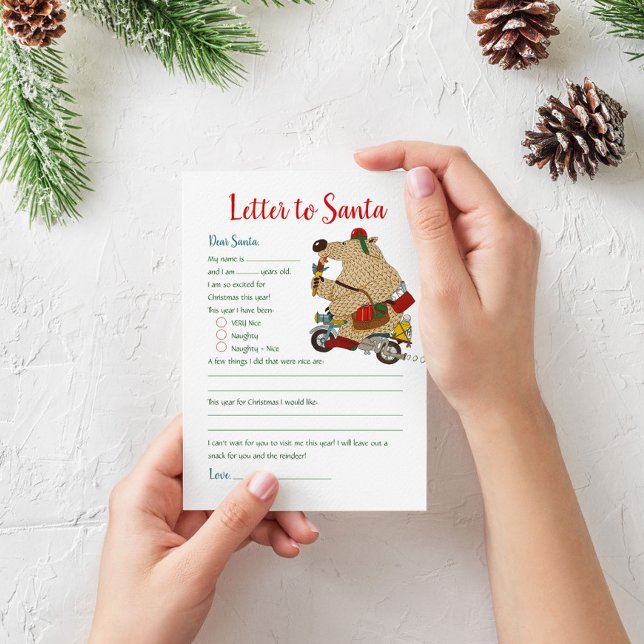 Invitation Modèle de lettre de Noël à l'ours du Père Noël (Créateur téléchargé)