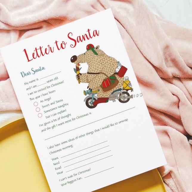 Invitation Modèle de lettre de Noël à l'ours du Père Noël (Créateur téléchargé)