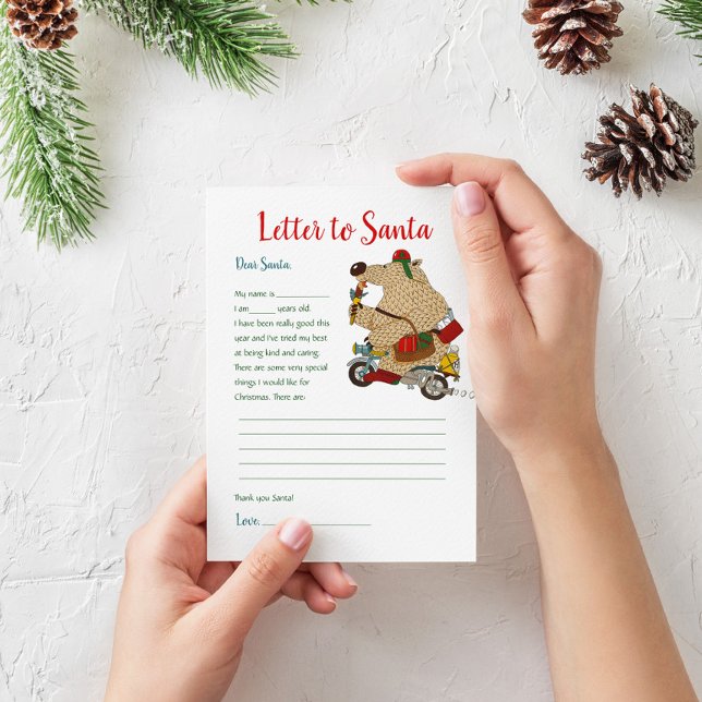 Invitation Modèle de lettre de Noël pour le Père Noël Ours (Créateur téléchargé)