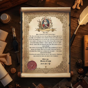 Invitation Modèle de lettre de Père Noël à parchemin vintage