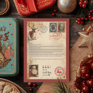 Invitation Modèle de lettre du Père Noël vintage Rétro Pôle