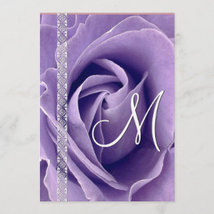 Invitation Modèle de linge de mariage Rose et dentelle violet
