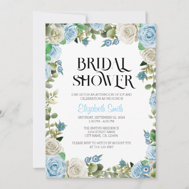Invitation Modèle de l'invitation à la douche nuptiale Floral (Devant)