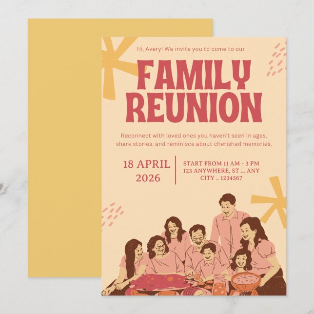 Invitation Modèle de l'invitation à la réunion familiale | Ga (Devant / Derrière)