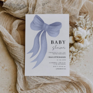 Invitation Modèle de l'invitation Baby shower Bleu Bow