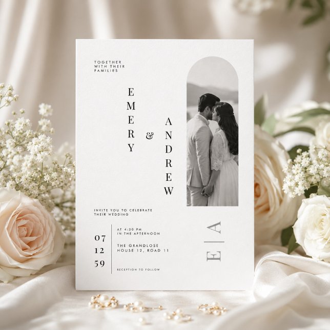 Invitation Modèle de mariage à typographie verticale moderne. (Créateur téléchargé)
