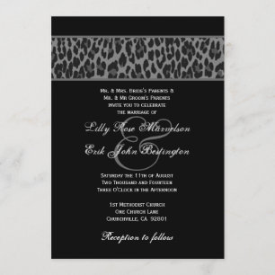 Invitation Modèle de Mariage de léopard blanc gris noir G200
