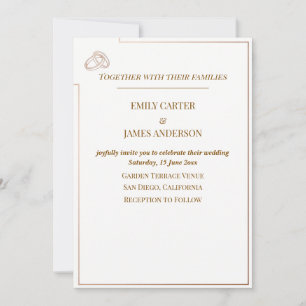 Invitation Modèle de mariage élégant minimaliste avec anneaux