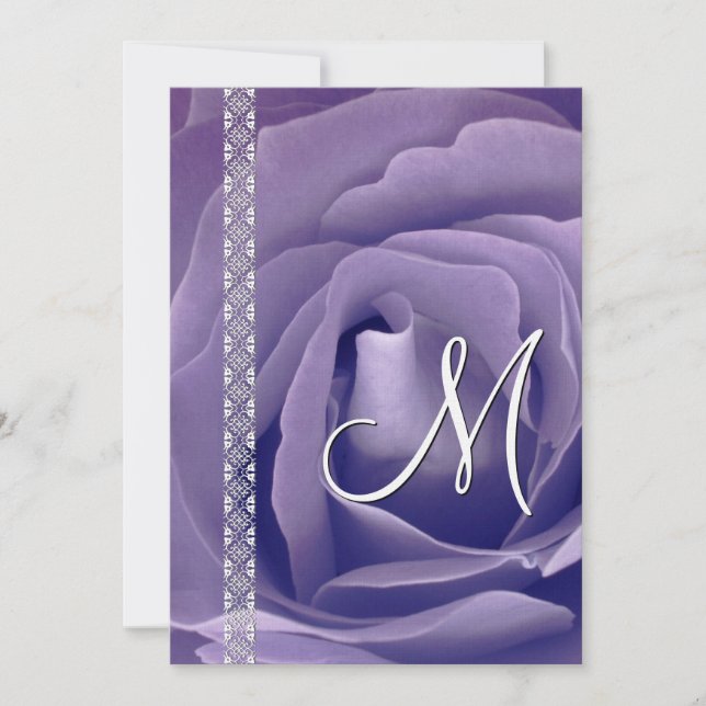 Invitation Modèle de mariage Lavande Rose et Dentelle (Devant)