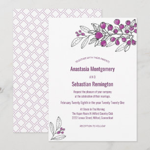 Invitation Modèle de mariage minimaliste à feuille de baie vi