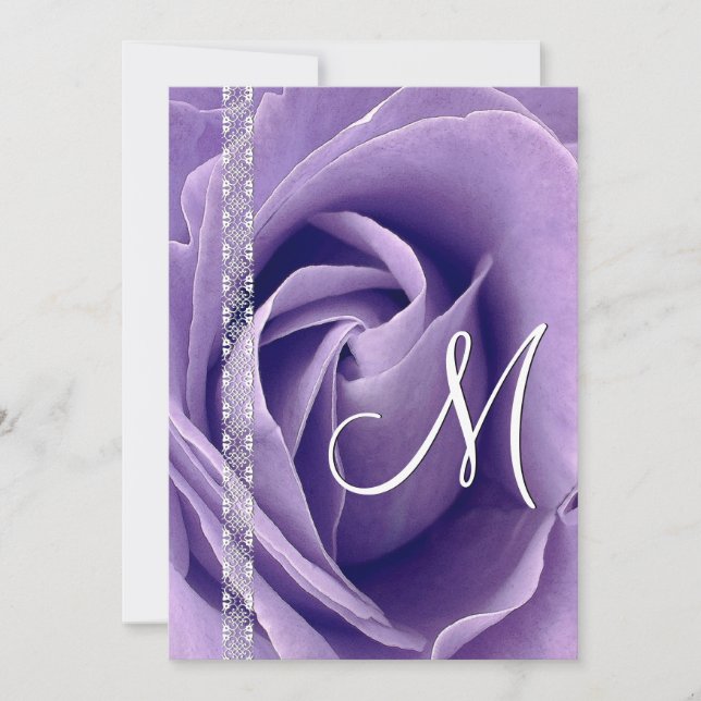 Invitation Modèle de mariage Rose et Dentelle Violette G900 (Devant)