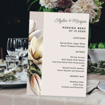 Modèle de menu de mariage aux fleurs de magnolia