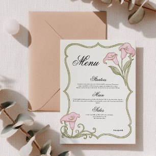 Invitation Modèle de menu de mariage avec calla lily de Bourg