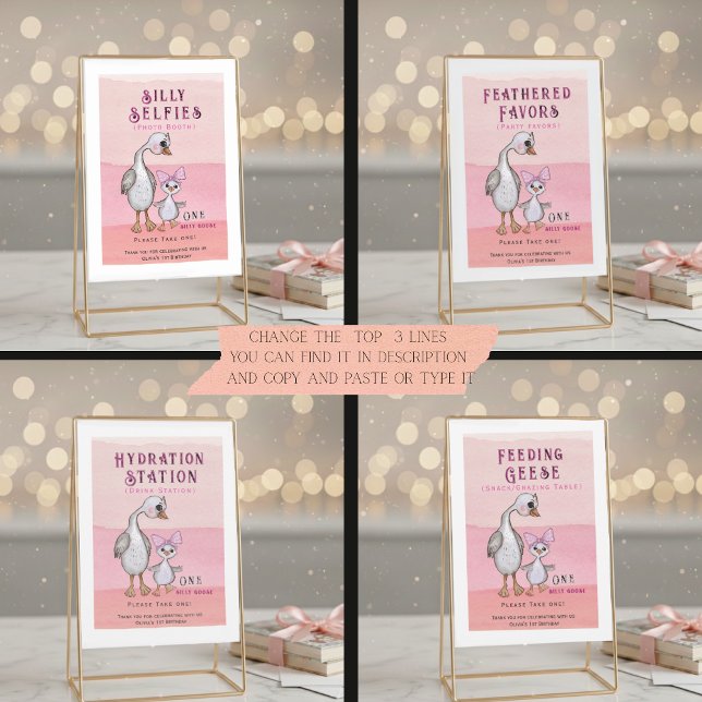 Invitation Modèle de panneau de fête universel Silly Goose |  (Universal Sign Template -with 4 Suggestions- change top 3 lines)