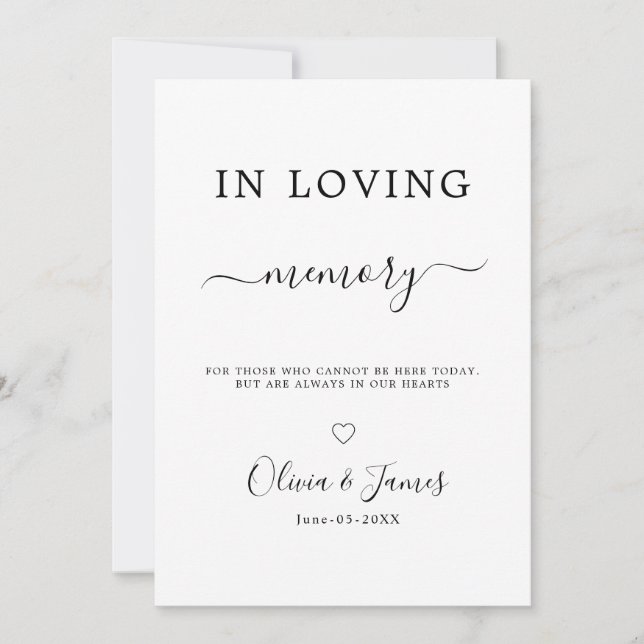Invitation Modèle de panneau de mariage à la mémoire avec ros (Devant)