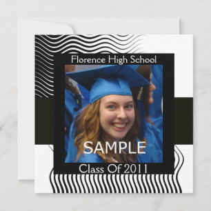 INVITATION MODELE DE PHOTO AVEC VAGUES STYLISEES MONOGRAMME, 