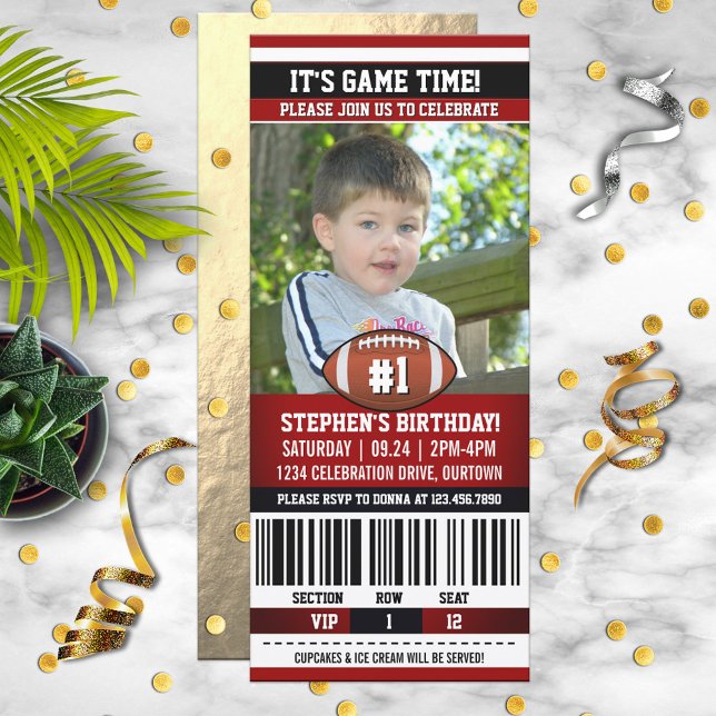 Invitation Modèle de photo d'anniversaire de football (Créateur téléchargé)