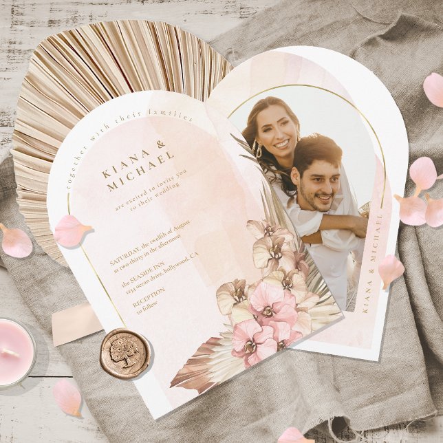Invitation Modèle de photo de mariage Boho Oasis Arch ID959 (Créateur téléchargé)