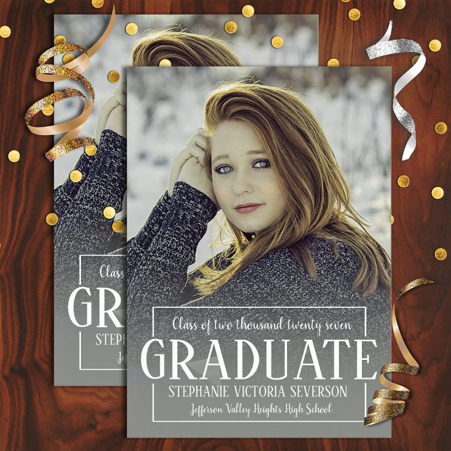 Invitation Modèle de photo de portrait de diplômé Fête de fin (Créateur téléchargé)