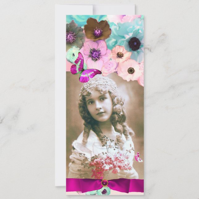 INVITATION MODELE DE PHOTO PINK ROSES ET PAPILLON SWEET 16 (Devant)