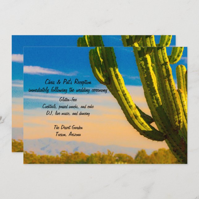 Invitation Modèle de réception de mariage du désert Saguaro C (Devant / Derrière)