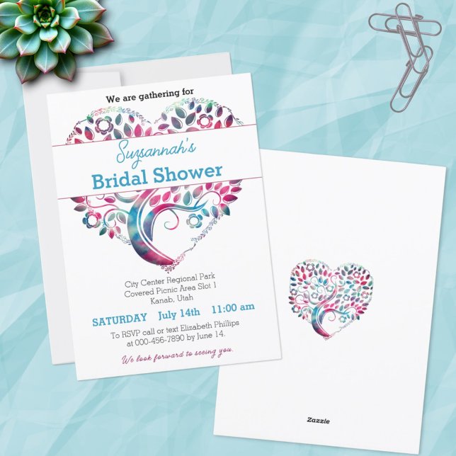 Invitation Modèle de Réception de Mariage en forme d'Arbre en (invitation template front and back)