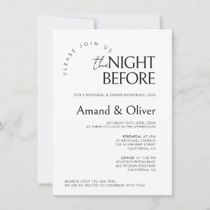 Invitation Modèle de répétition de Mariage minimalLa nuit ava
