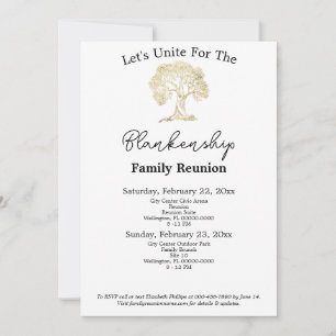 Invitation Modèle de réunion de famille Artwork Gold Tree 2 j