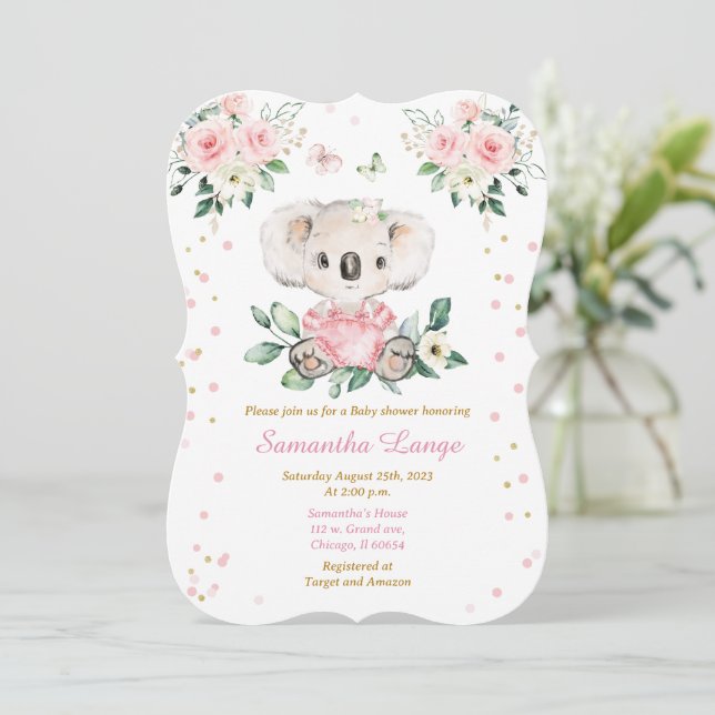 Invitation Modèle de shower bébé koala personnalisé (Debout devant)