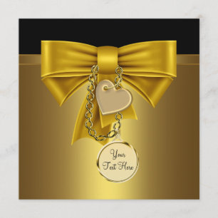 Invitation Modèle de soirée Black Gold Heart doré