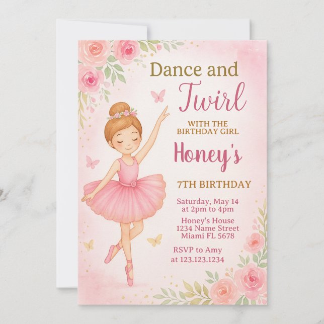 Invitation Modèle de soirée dansante pour filles (Devant)