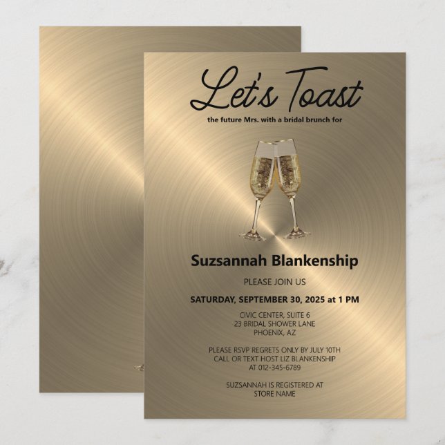 Invitation Modèle de toast à la flûte à champagne pour la dou (Devant / Derrière)
