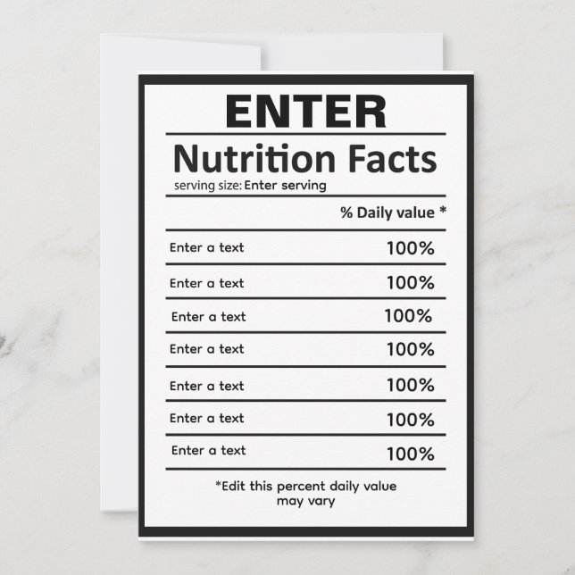 Invitation Modèle d'informations nutritionnelles personnalisé (Devant)