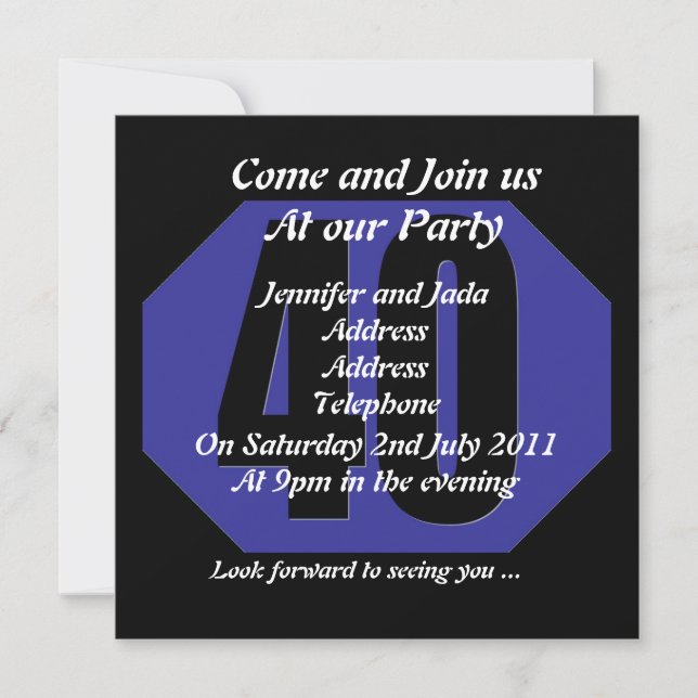 Invitation modèle d'invitation à la 40e fête (Devant)