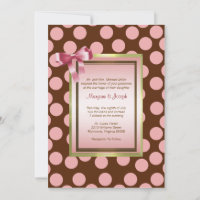 Modèle d'invitation à point Polka rose et Brown