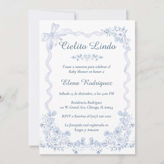 Invitation Modèle d'invitation à une baby shower Cielito Lind (Devant)