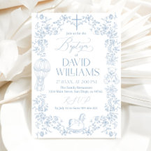 Modèle d'invitation All Blue Toile Boy Baptism