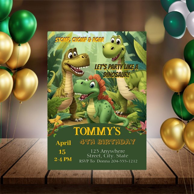 Invitation Modèle d'invitation anniversaire dinosaure modifia (Créateur téléchargé)