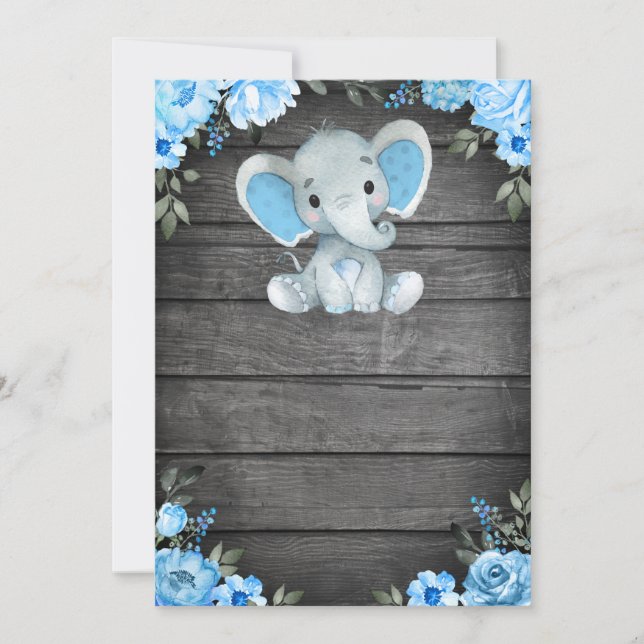 Invitation Modèle d'invitation Baby shower Blue Elephant (Devant)