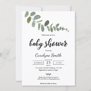 Invitation Modèle d'invitation Baby shower Eucalyptus