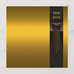 Invitation Modèle d'invitation de Black Gold Art Deco Party