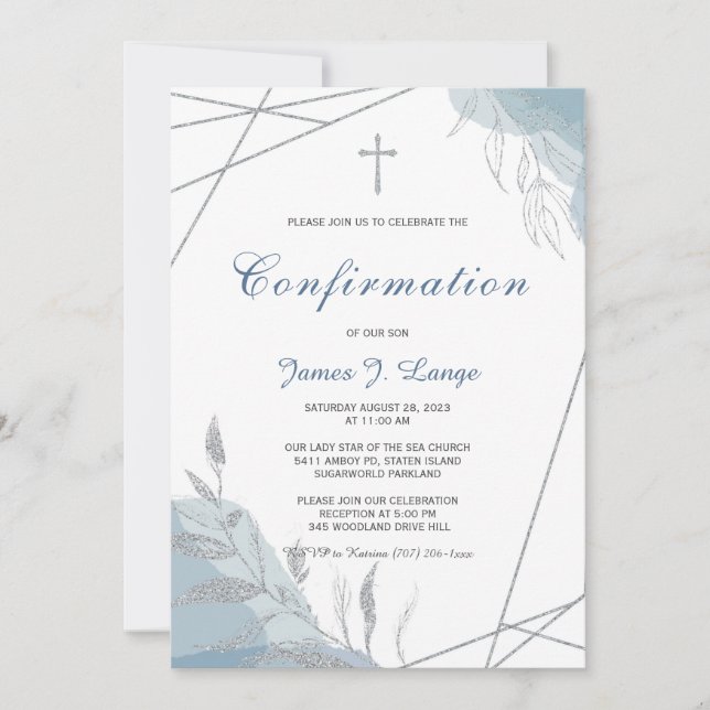 Invitation Modèle d'invitation de confirmation de garçon (Devant)