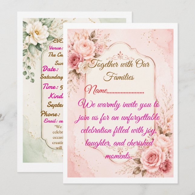 Invitation Modèle d'invitation de fête élégant (Devant / Derrière)